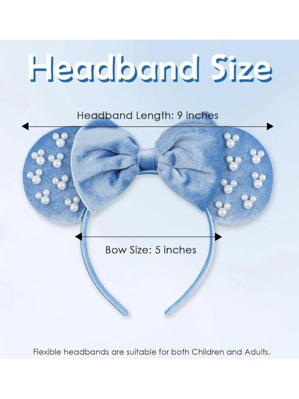 Women Blue Polyester Velvet Mickey Mouse Halloween Costume Headband